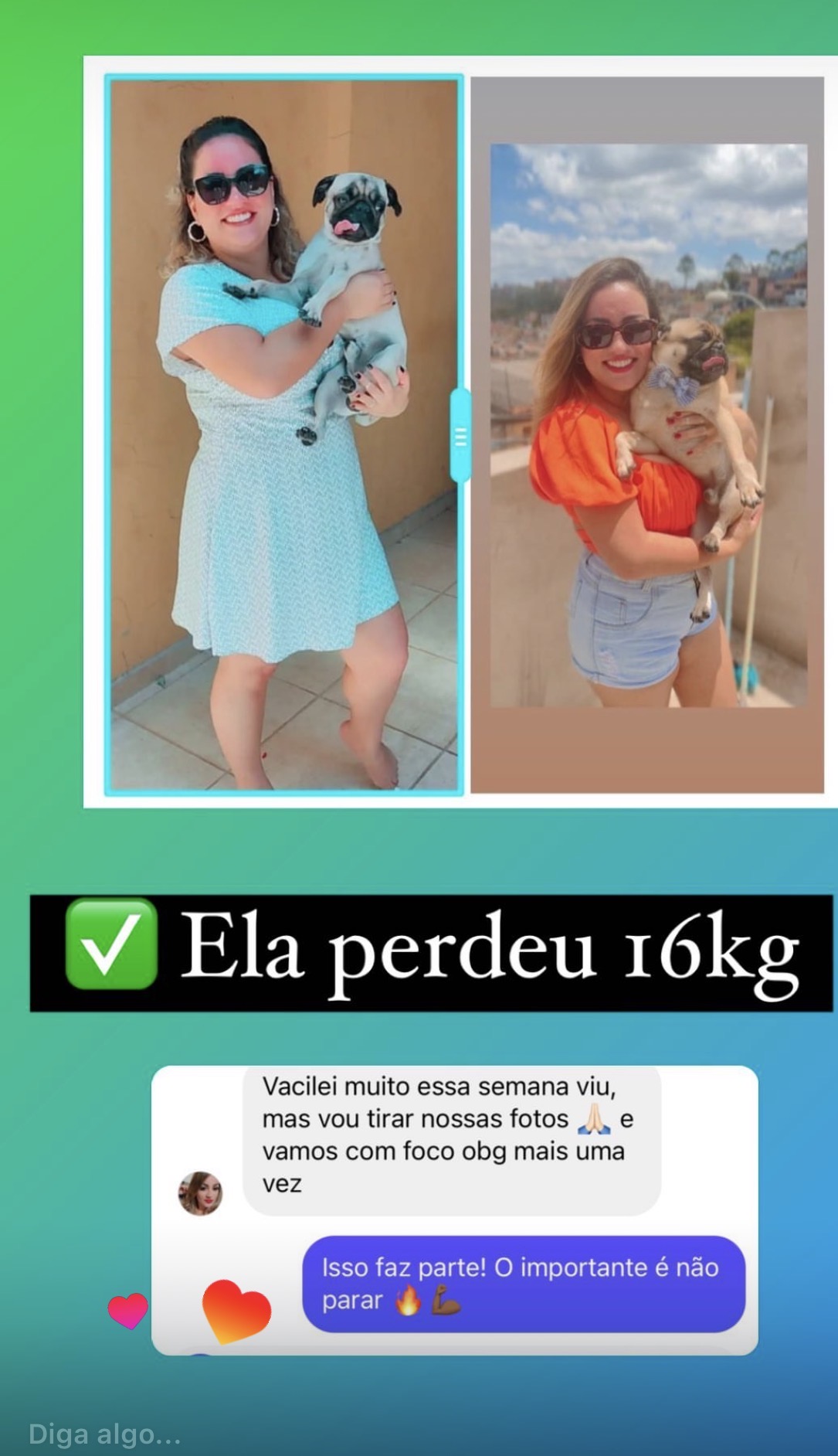 Ela perdeu 16kg